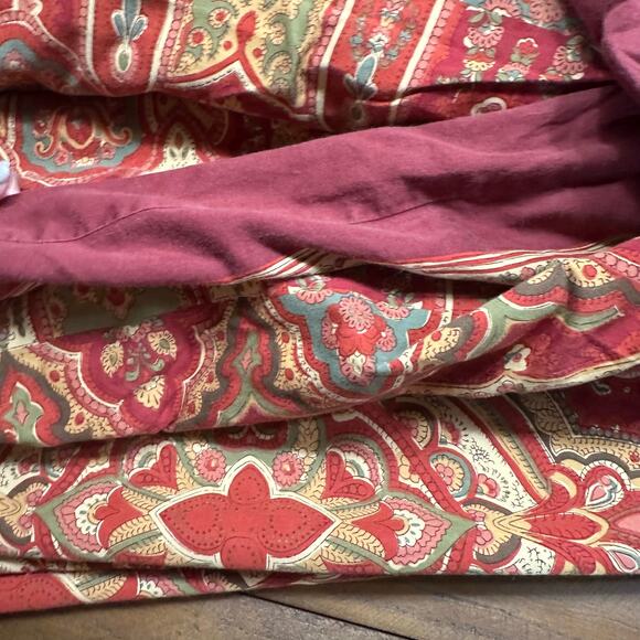 Pottery Barn Alice Paisley King Duvet Cover Burgundy Red Gold Green Cotton - Picture 4 of 10